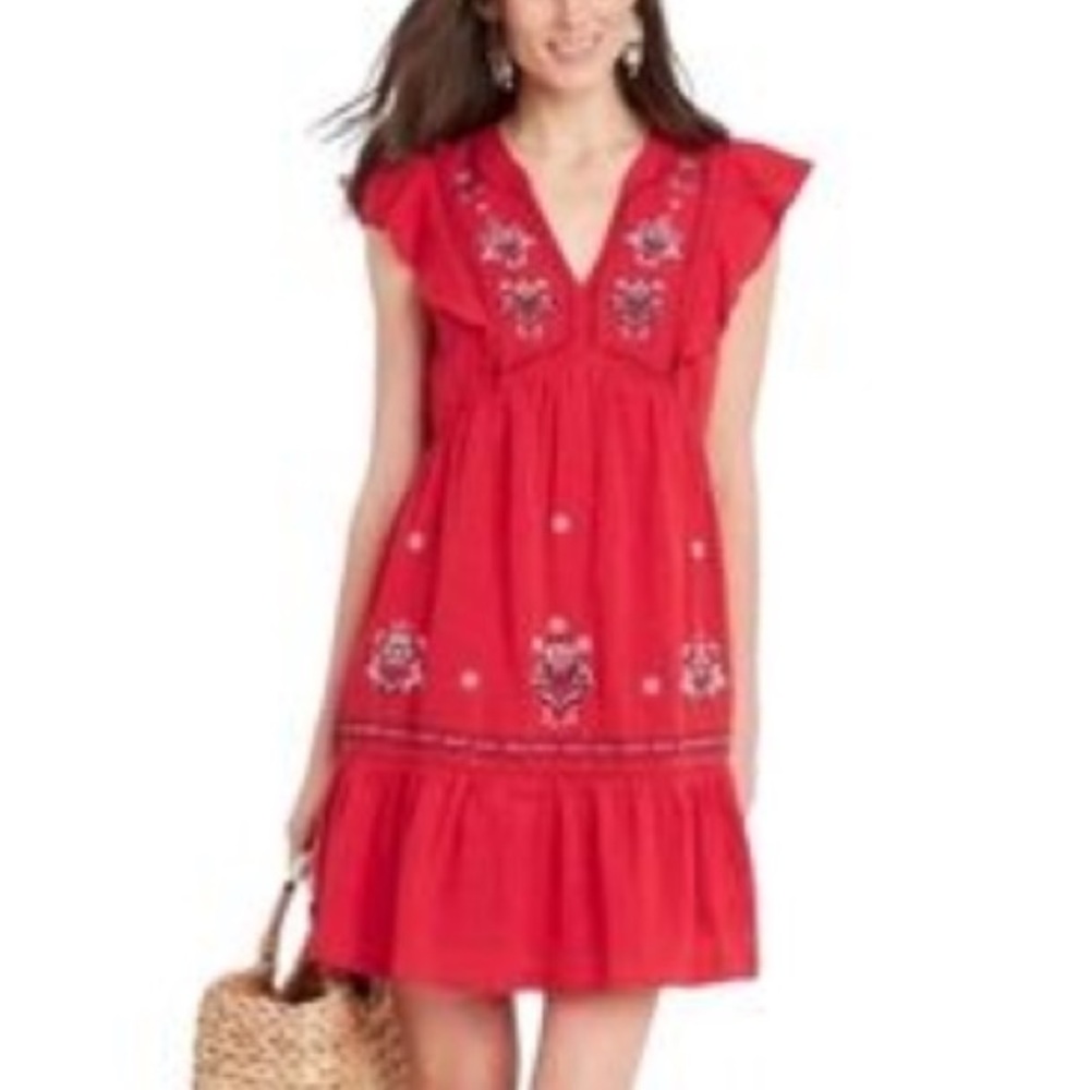 Knox Rose Red Embroidered Dress